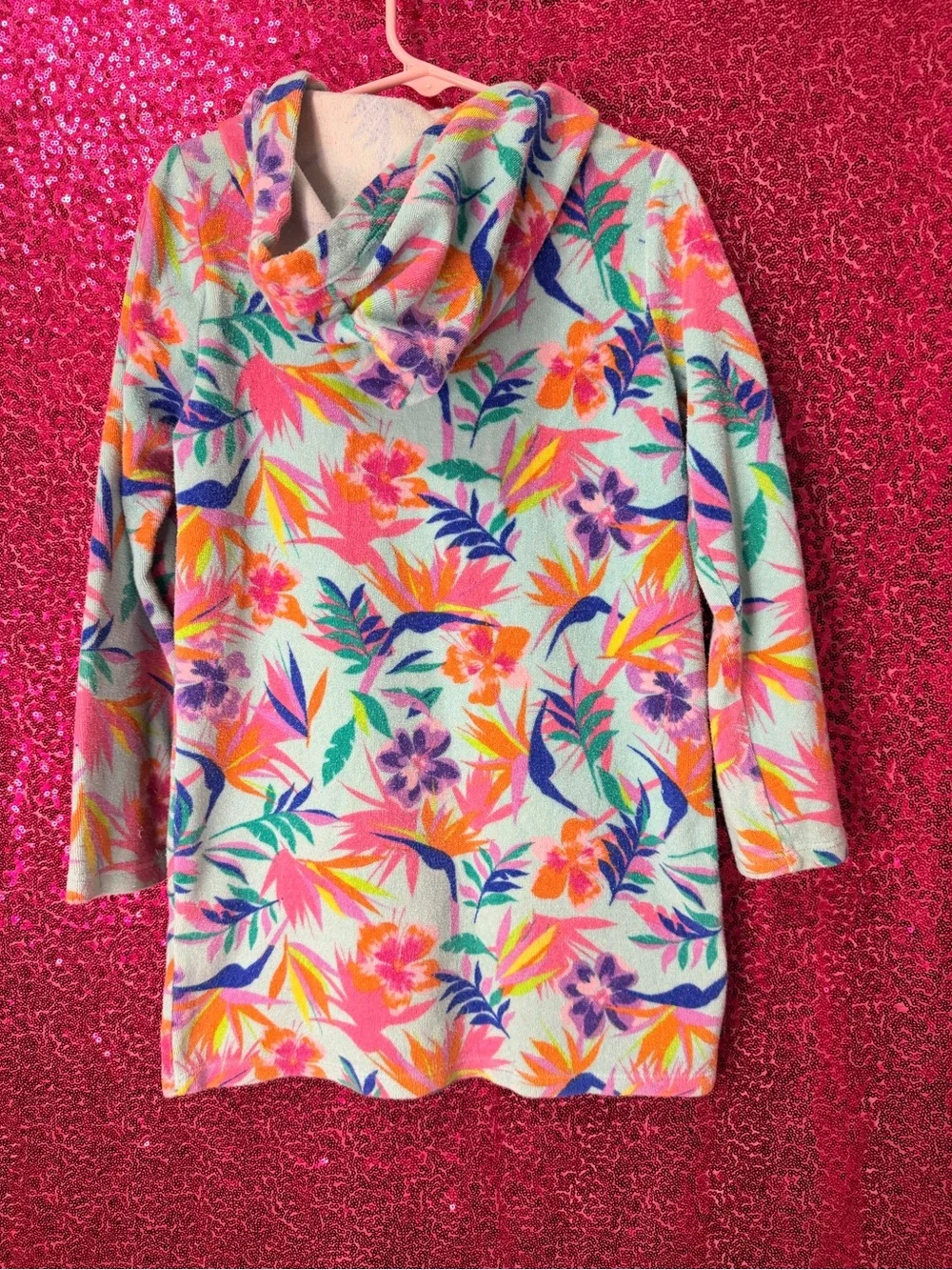 Kids Lands' End Mint Floral bathing suit cover